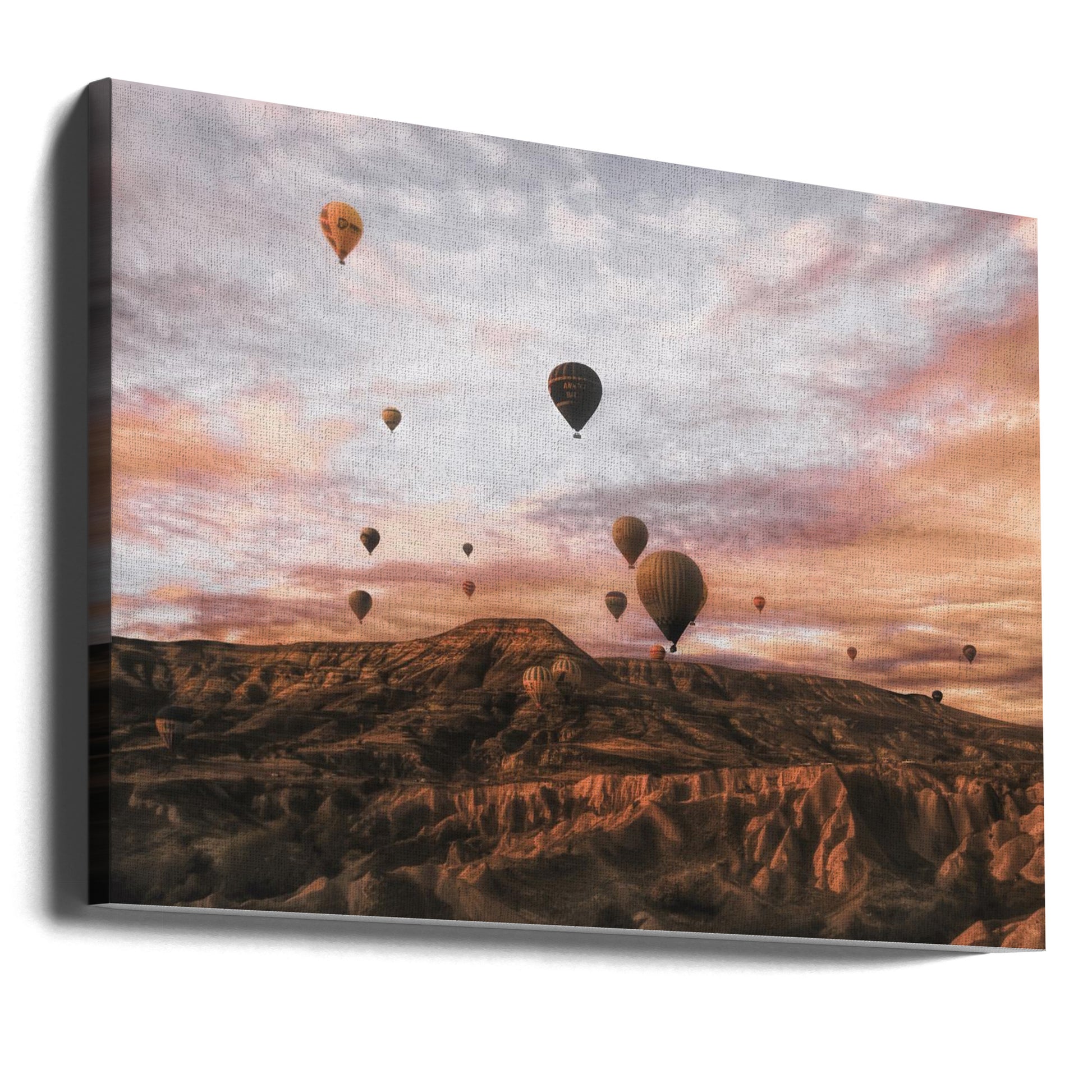 Cappadocia Hot Air Balloon by Ayse Yorgancilar | Desert Mountain Flight, Large Canvas Wall Art Print | Artsy Earth