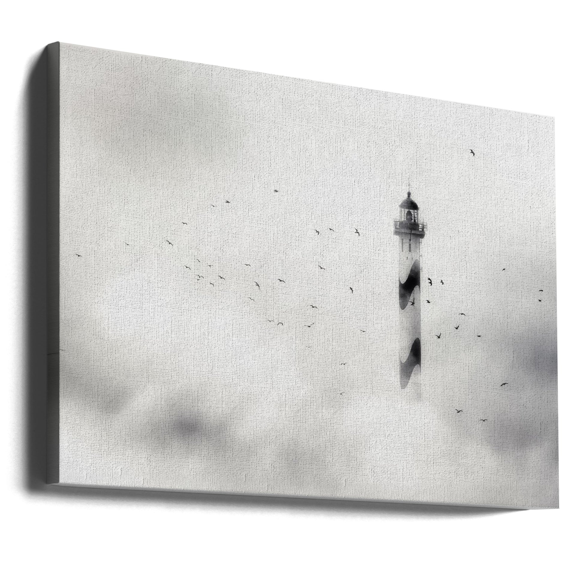 Foggy Lighthouse by Piet Flour | Coastal Maritime Beacon, Large Canvas Wall Art Print | Artsy Earth