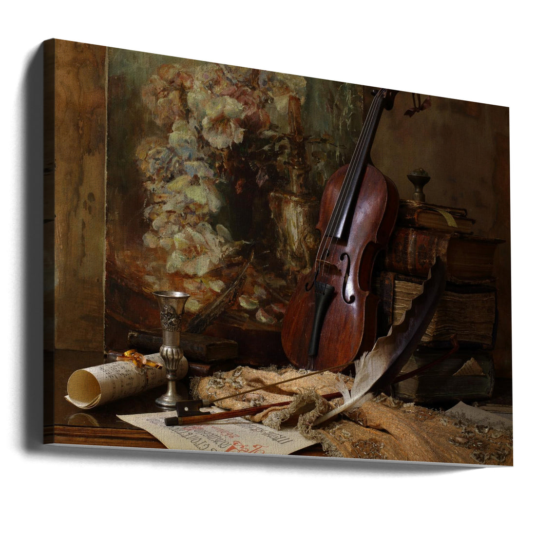 Still life with violin and painting by Andrey Morozov | Vintage Musical Instruments, Large Canvas Wall Art Print | Artsy Earth