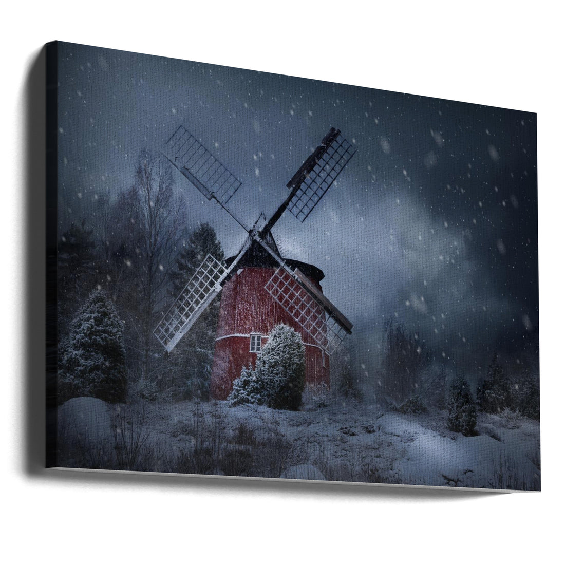 Winter Windmill by Johan Lennartsson | Snowy Windmill, Large Canvas Wall Art Print | Artsy Earth