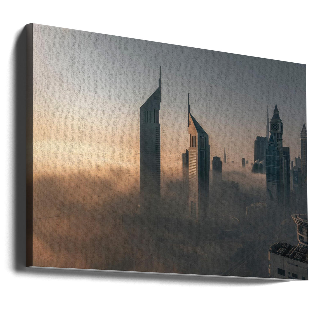 Fog Lockdown on the City of Steel by Stan Huang | Foggy Dubai Skyline, Large Canvas Wall Art Print | Artsy Earth