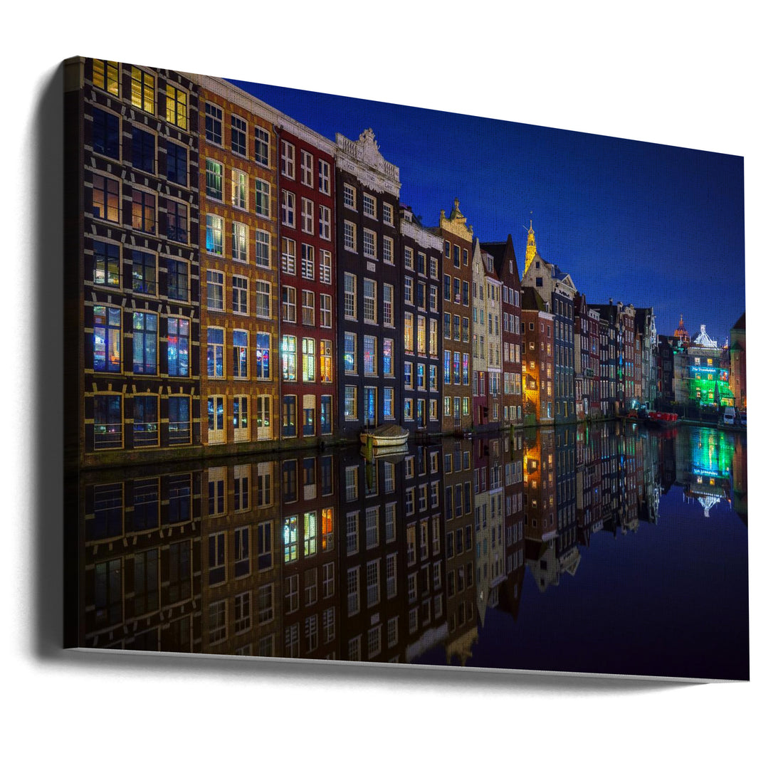 Amsterdam at night by Juan Pablo De Miguel | Historic Canal Cityscape, Large Canvas Wall Art Print | Artsy Earth