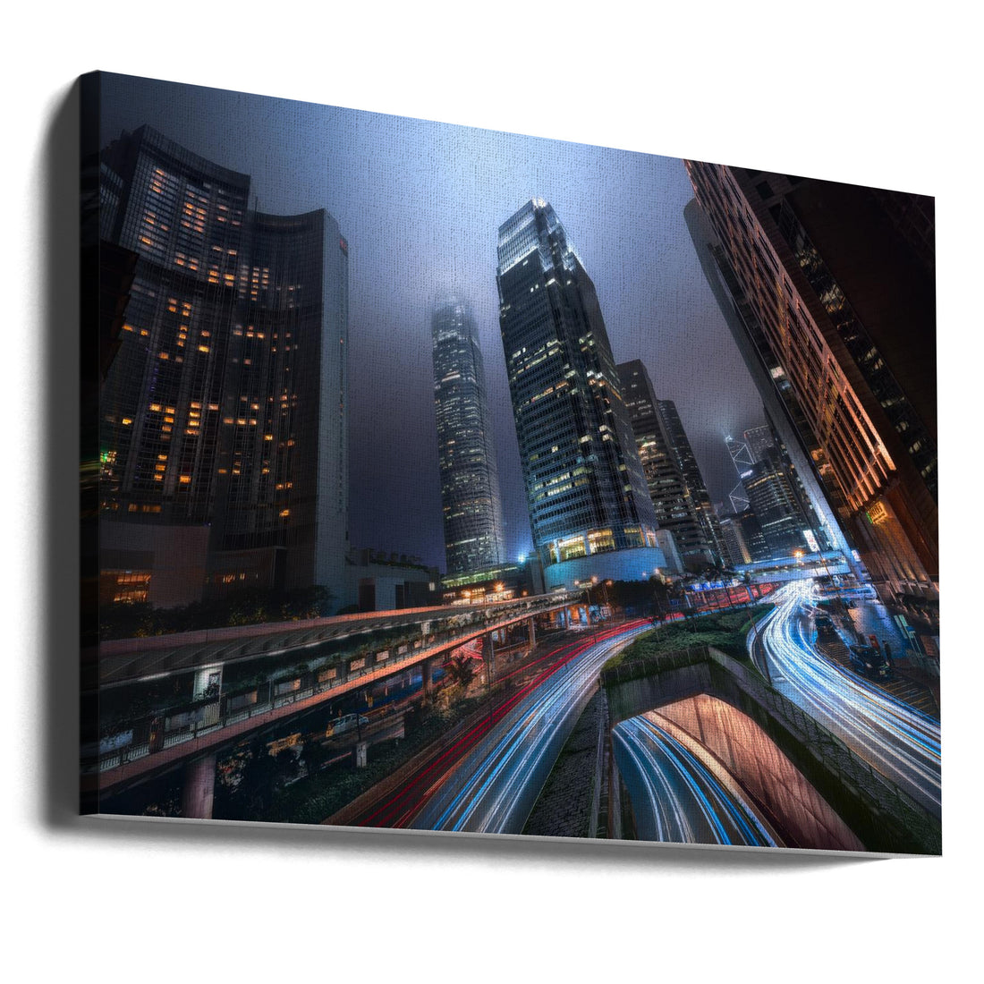 Hong Kong City Lights by Jesús M. García | Urban Night Cityscape, Large Canvas Wall Art Print | Artsy Earth