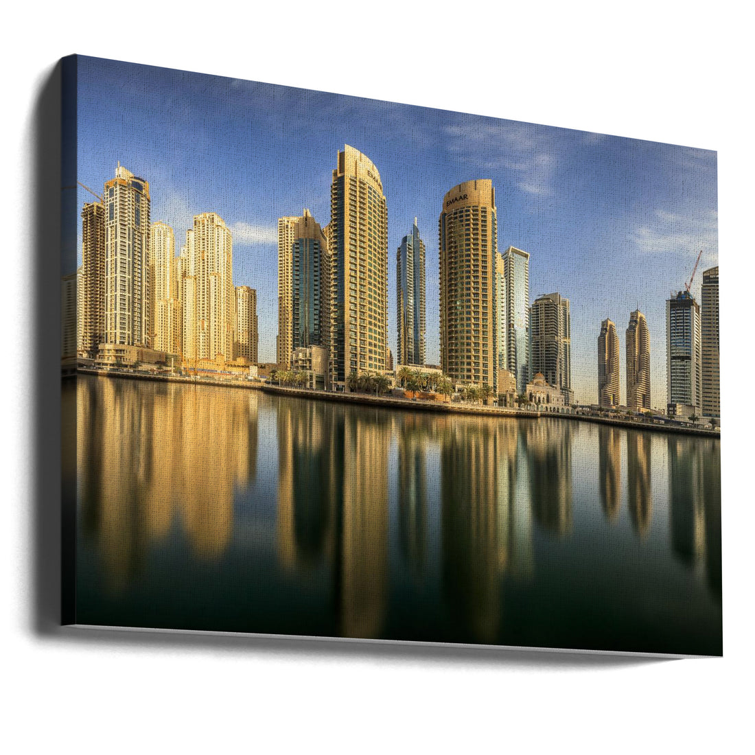 Panoramic Dubai Marina by Mohammed Shamaa | Urban Skyline Reflection, Large Canvas Wall Art Print | Artsy Earth