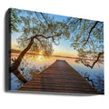 Tranquil Bridge View by Keller | Peaceful Lake Reflection, Large Canvas Wall Art Print | Artsy Earth