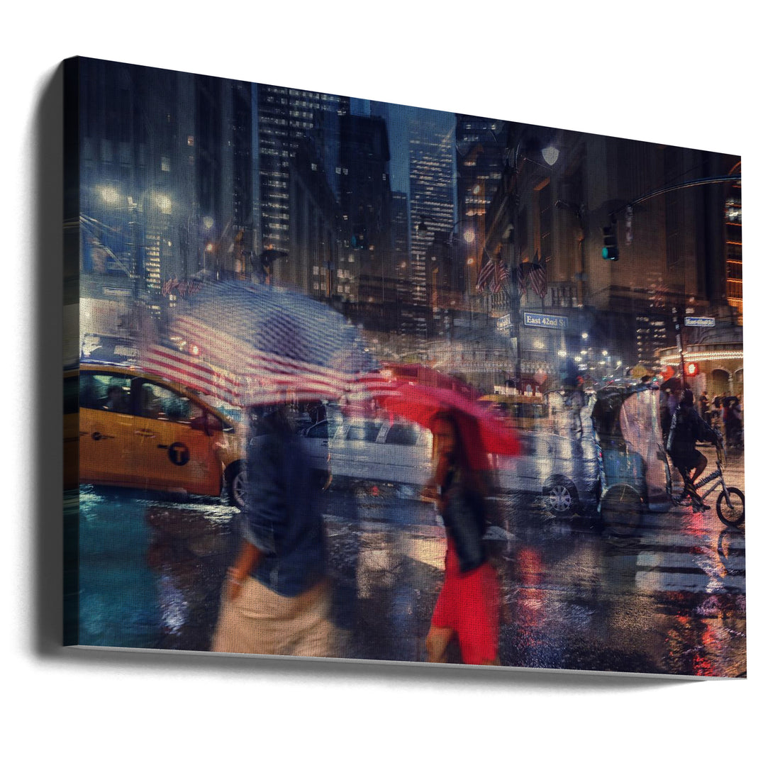 NYC Rain Walk by Massimo Della Latta | Rainy Street Night, Large Canvas Wall Art Print | Artsy Earth