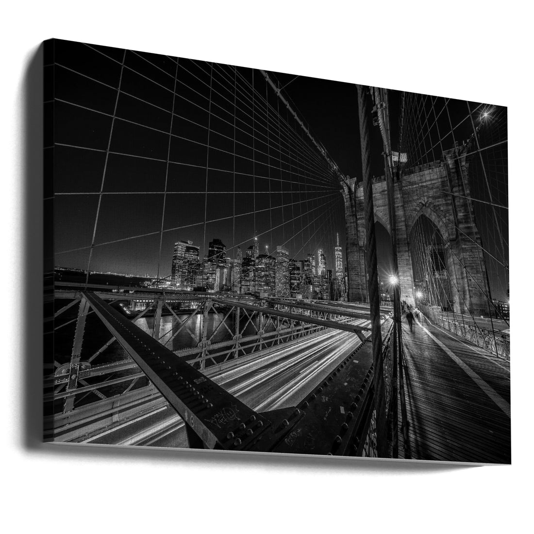 Brooklyn Bridge Lights by Stefan Schilbe | Urban Night Architecture, Large Canvas Wall Art Print | Artsy Earth