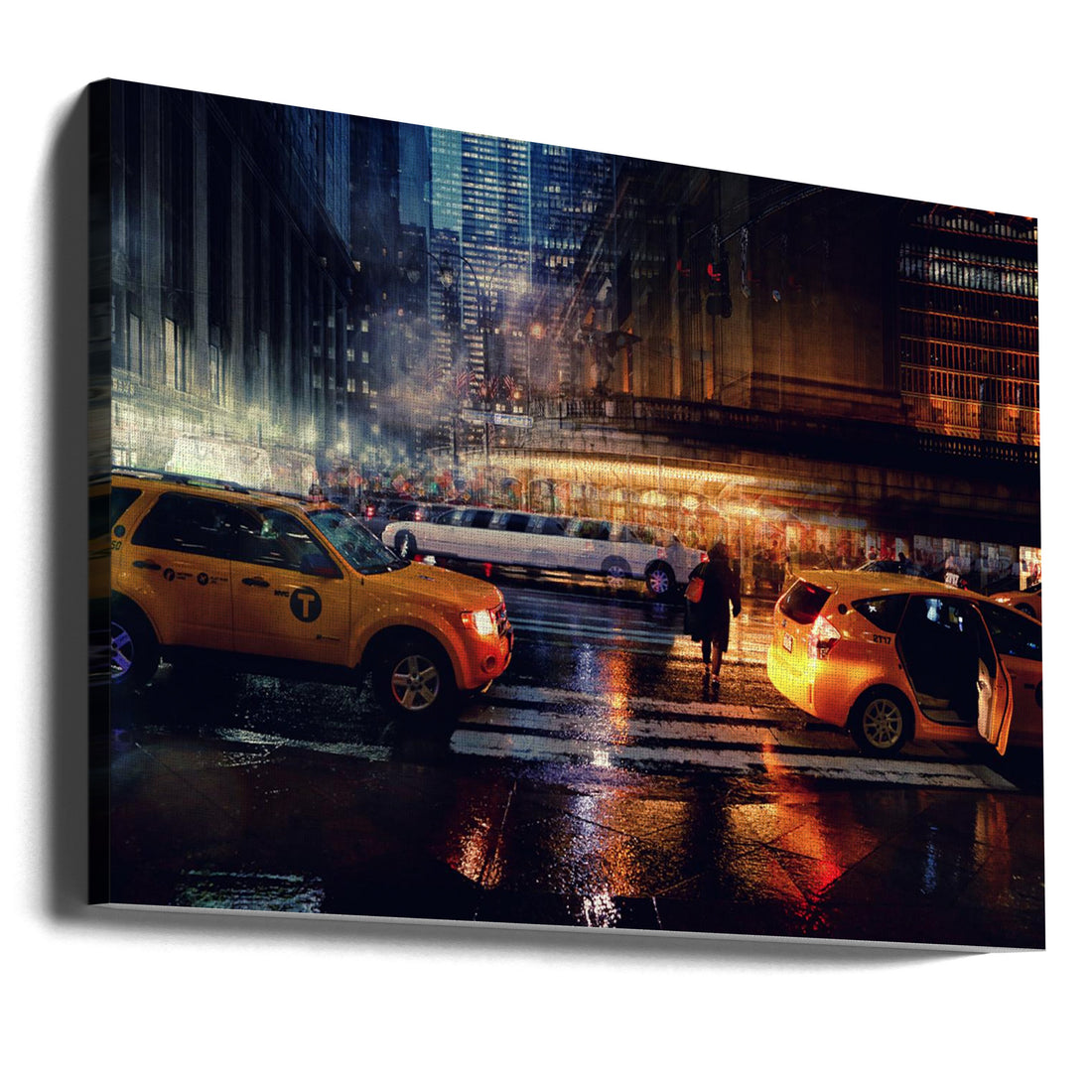 NYC Taxi Rain by Massimo Della Latta | Urban Rainy Street, Large Canvas Wall Art Print | Artsy Earth