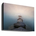 Foggy Lake Stones by Joaquin Guerola | Serene Waterscape Meditation, Large Canvas Wall Art Print | Artsy Earth