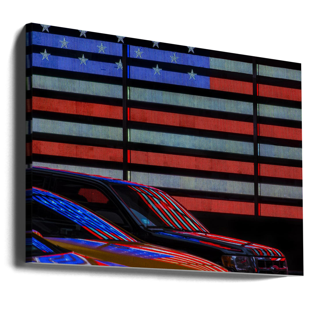 Stars and Stripes reflected by Linda Wride | Times Square Reflections, Large Canvas Wall Art Print | Artsy Earth