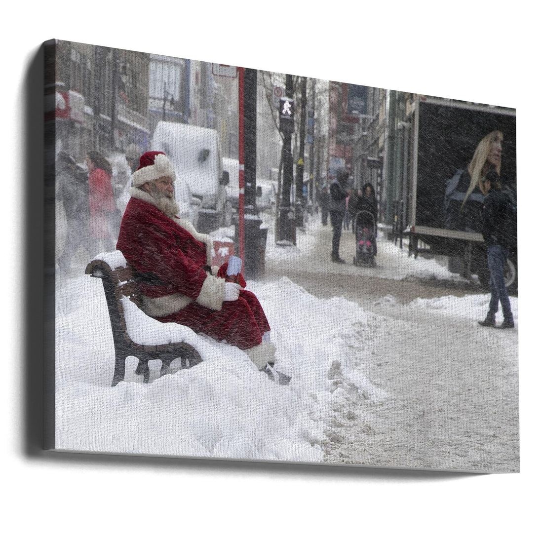 Santa's City Snowfall by C.s. Tjandra | Urban Christmas Scene, Large Canvas Wall Art Print | Artsy Earth