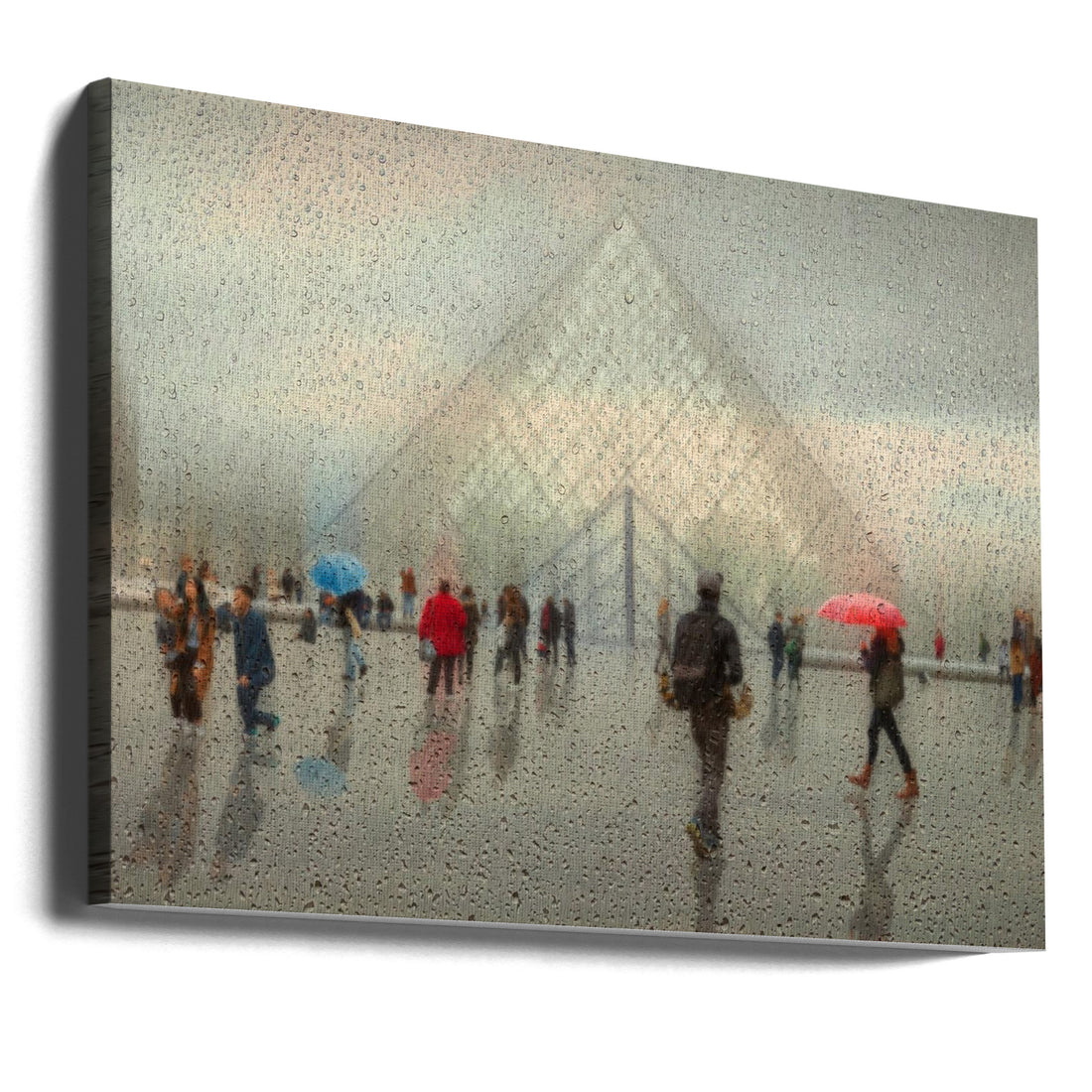 Rain in Paris by Roswitha Schleicher-schwarz | Rainy Louvre Umbrella, Large Canvas Wall Art Print | Artsy Earth