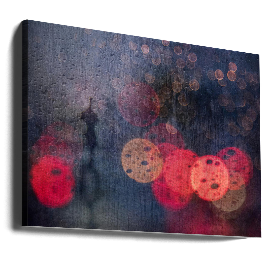 Somewhere down the road by Ekkachai Khemkum | Rainy Night Silhouette, Large Canvas Wall Art Print | Artsy Earth