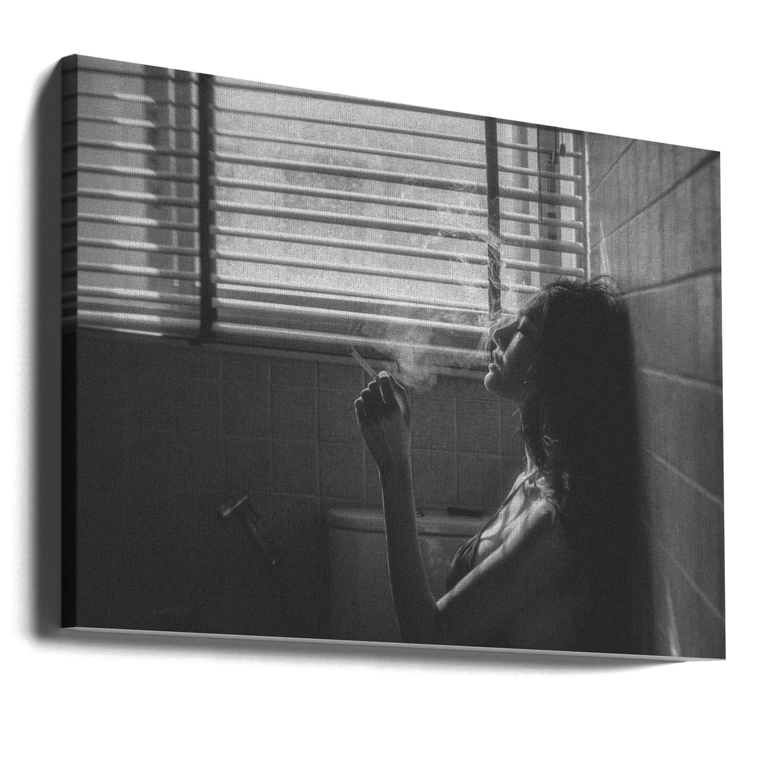 Smoking Woman Portrait by Adirek M | Black White Shadows, Large Canvas Wall Art Print | Artsy Earth