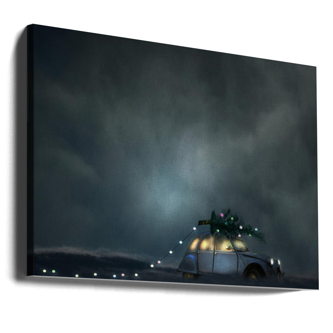 Vintage Christmas Car by David Senechal Photographie (polydactyle) | Classic Car Holiday, Large Canvas Wall Art Print | Artsy Earth