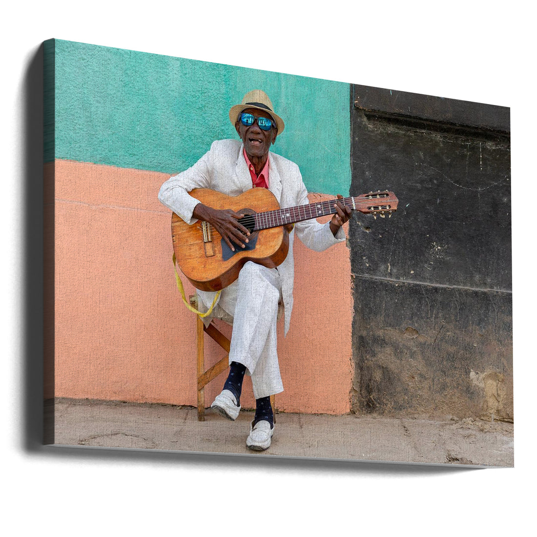 Cuban Guitarist by Joan Gil Raga | Street Music Performance, Large Canvas Wall Art Print | Artsy Earth