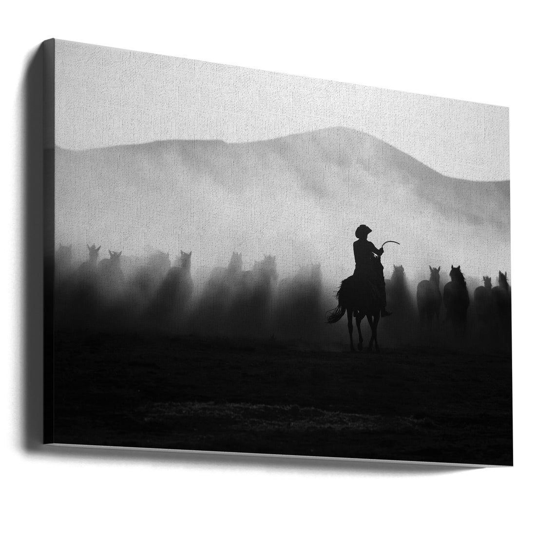 Wild Horse Chase by Yavuz Pancareken | Foggy Equestrian Silhouette, Large Canvas Wall Art Print | Artsy Earth