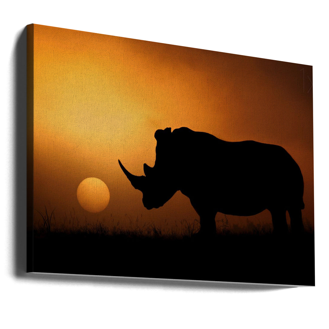 Rhino Sunrise by Mario Moreno | African Wildlife Silhouette, Large Canvas Wall Art Print | Artsy Earth