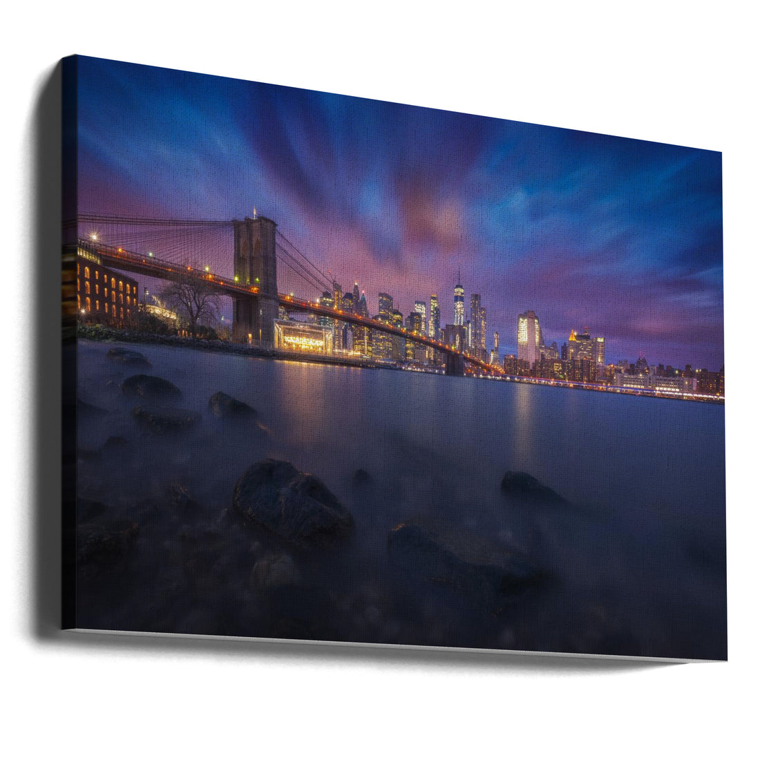 Brooklyn Dusk by Carlos F. Turienzo | Manhattan Skyline Cityscape, Large Canvas Wall Art Print | Artsy Earth