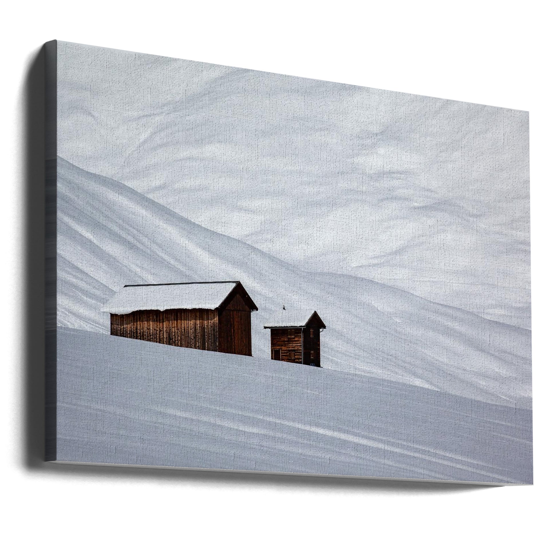 Winter Cabin by Uschi Hermann | Minimalist Snowy Landscape, Large Canvas Wall Art Print | Artsy Earth