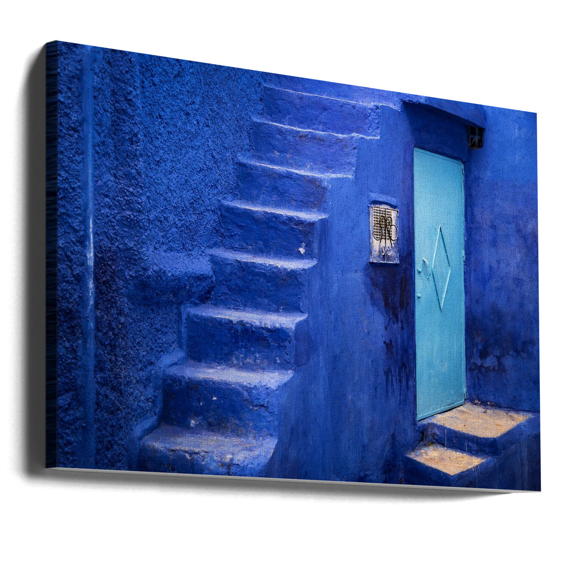 Moroccan Blue Steps by Linda Wride | Chefchaouen Architecture, Large Canvas Wall Art Print | Artsy Earth