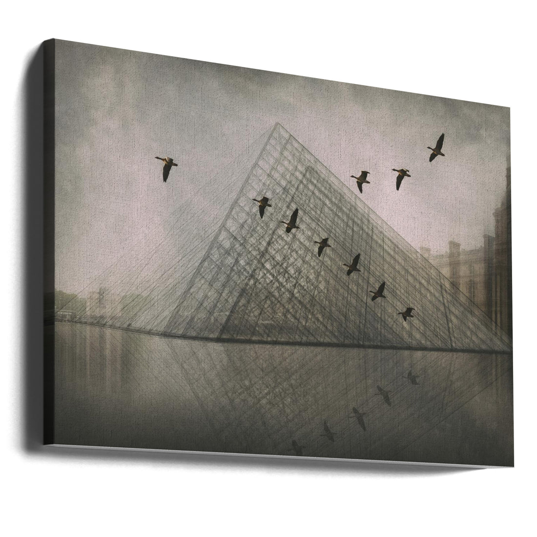 Glass Pyramid Dreams by Roswitha Schleicher-schwarz | Urban Architecture Fantasy, Large Canvas Wall Art Print | Artsy Earth