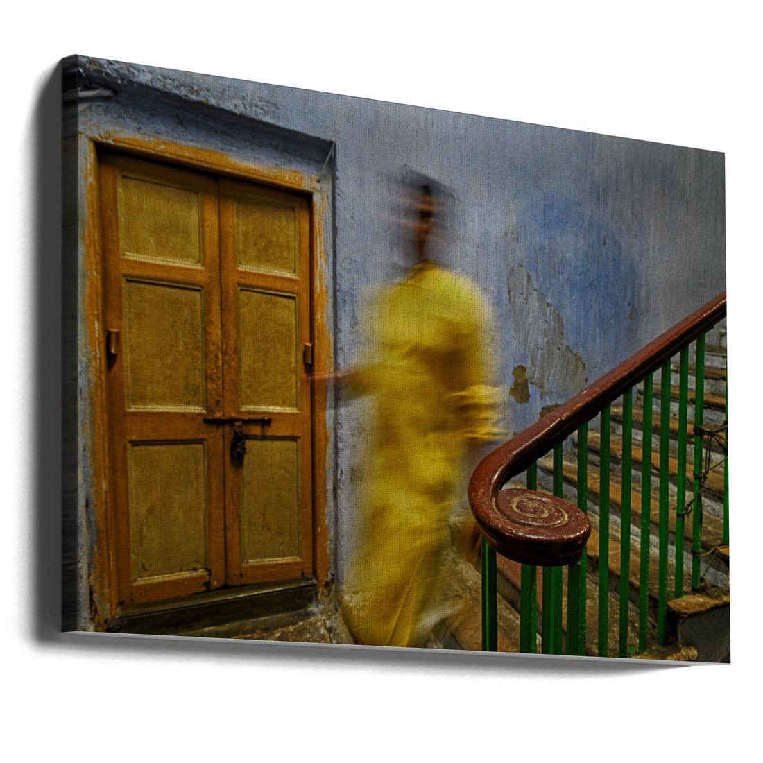 Man in stair case by Shaibal Nandi | Motion Blur Staircase, Large Canvas Wall Art Print | Artsy Earth