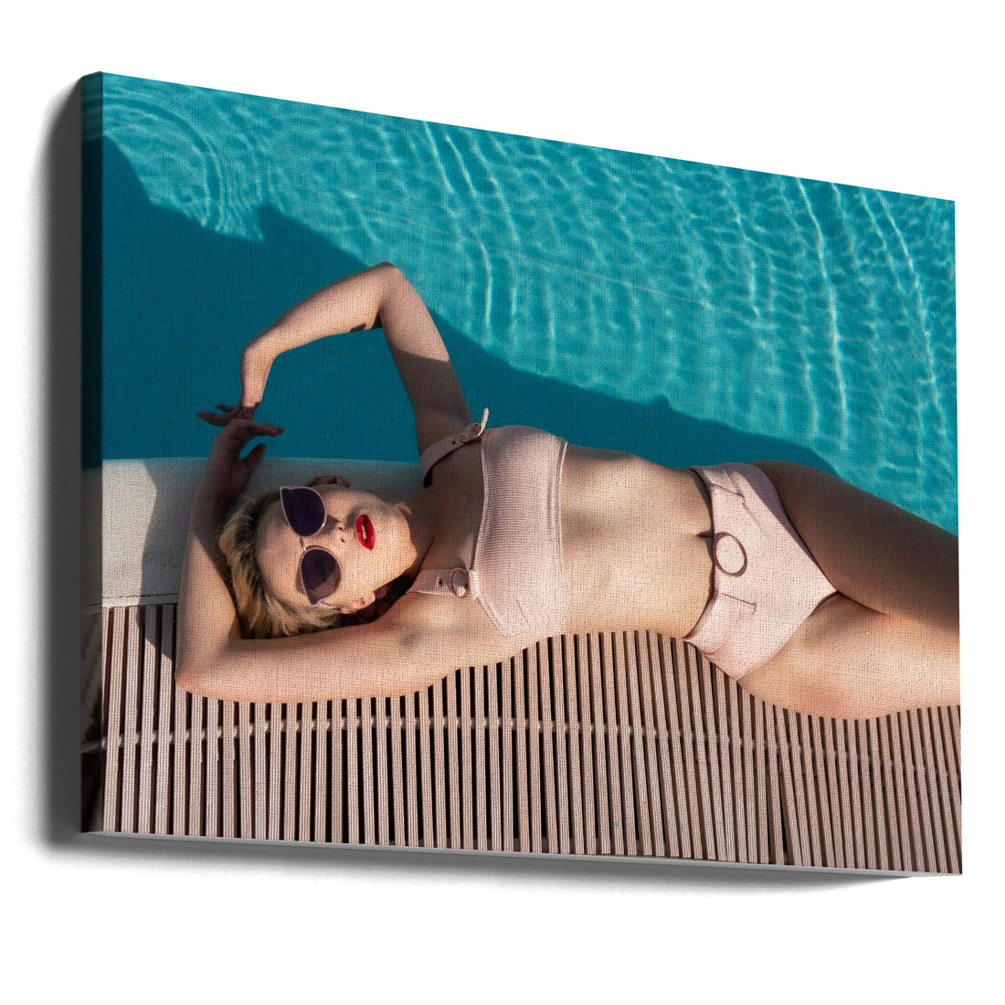 Poolside by Colin Dixon | Vintage Summer Beauty, Large Canvas Wall Art Print | Artsy Earth