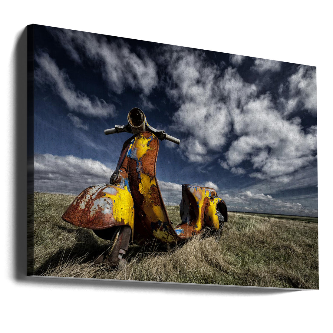 Yellow Scooter by Þorsteinn H. Ingibergsson | Abandoned Rusty Vespa, Large Canvas Wall Art Print | Artsy Earth