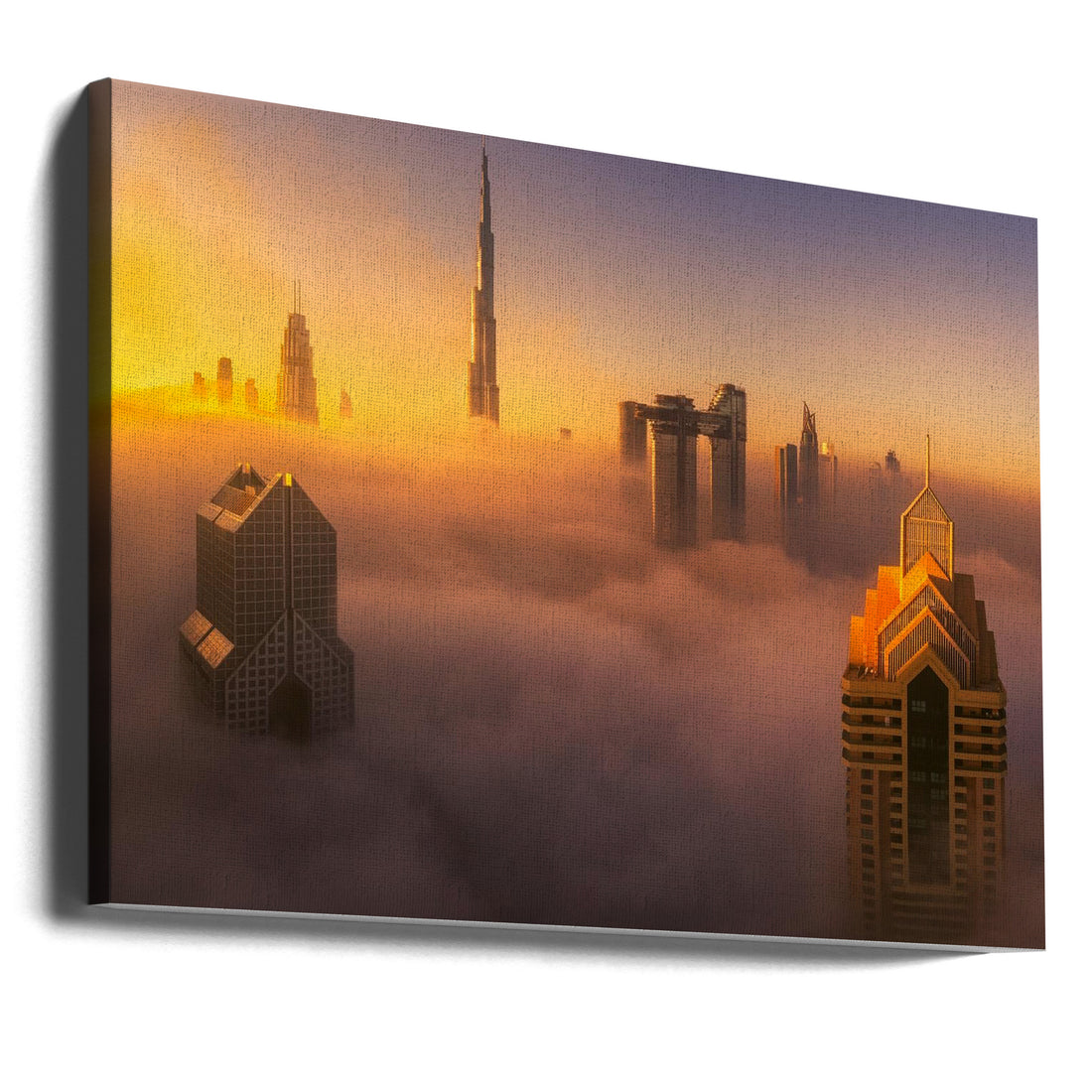 Dubai Foggy Sunrise by Joanaduenas | Modern Cityscape Architecture, Large Canvas Wall Art Print | Artsy Earth