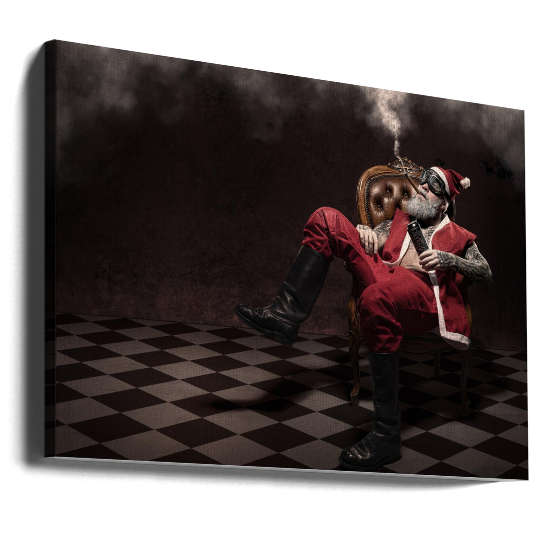 Bad Santa's Chill by Petri Damstén | Badass Santa Portrait, Large Canvas Wall Art Print | Artsy Earth