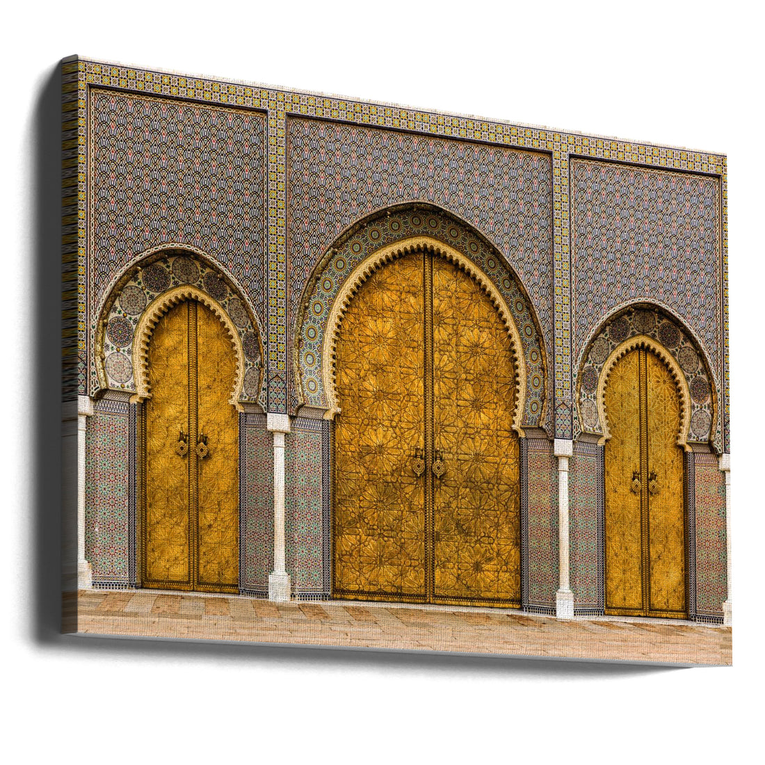 Three Golden Doors by Jois Domont ( J.l.g.) | Moroccan Architecture Entrance, Large Canvas Wall Art Print | Artsy Earth