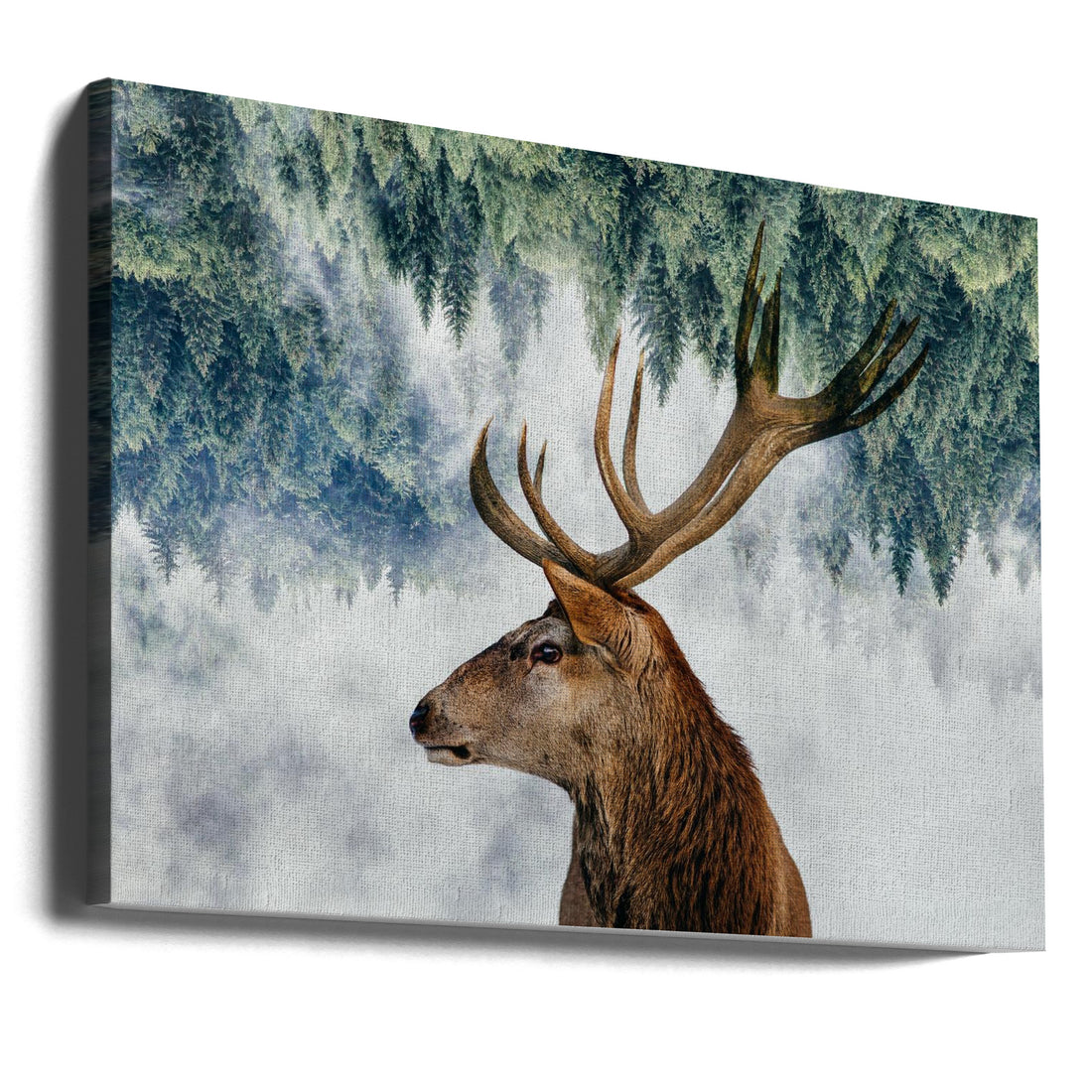 The Deer and the Woods by Angyalosi Beáta | Misty Forest Deer, Large Canvas Wall Art Print | Artsy Earth