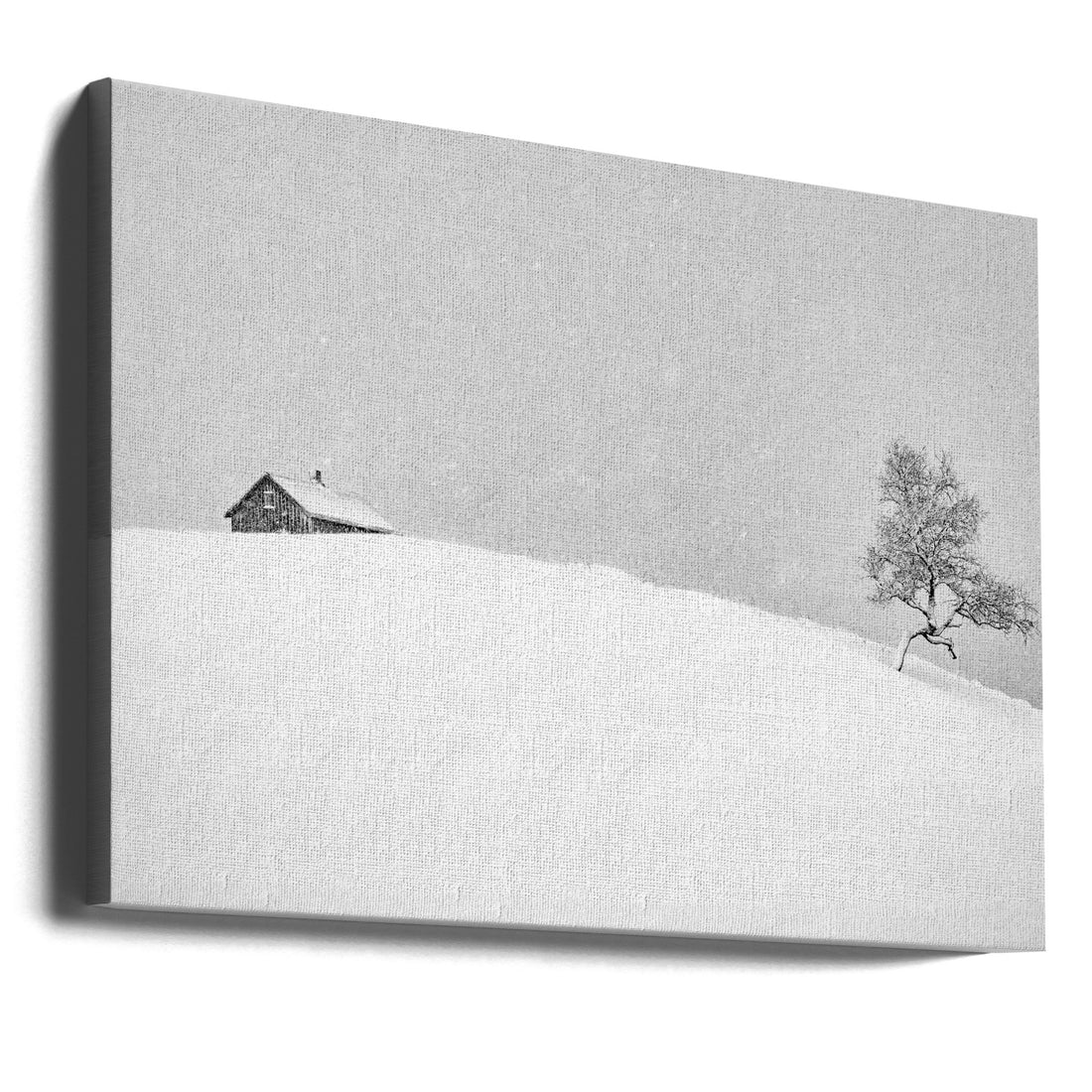 Snowy Rural Cottage by Pablo Perdomo | Winter Landscape Monochrome, Large Canvas Wall Art Print | Artsy Earth