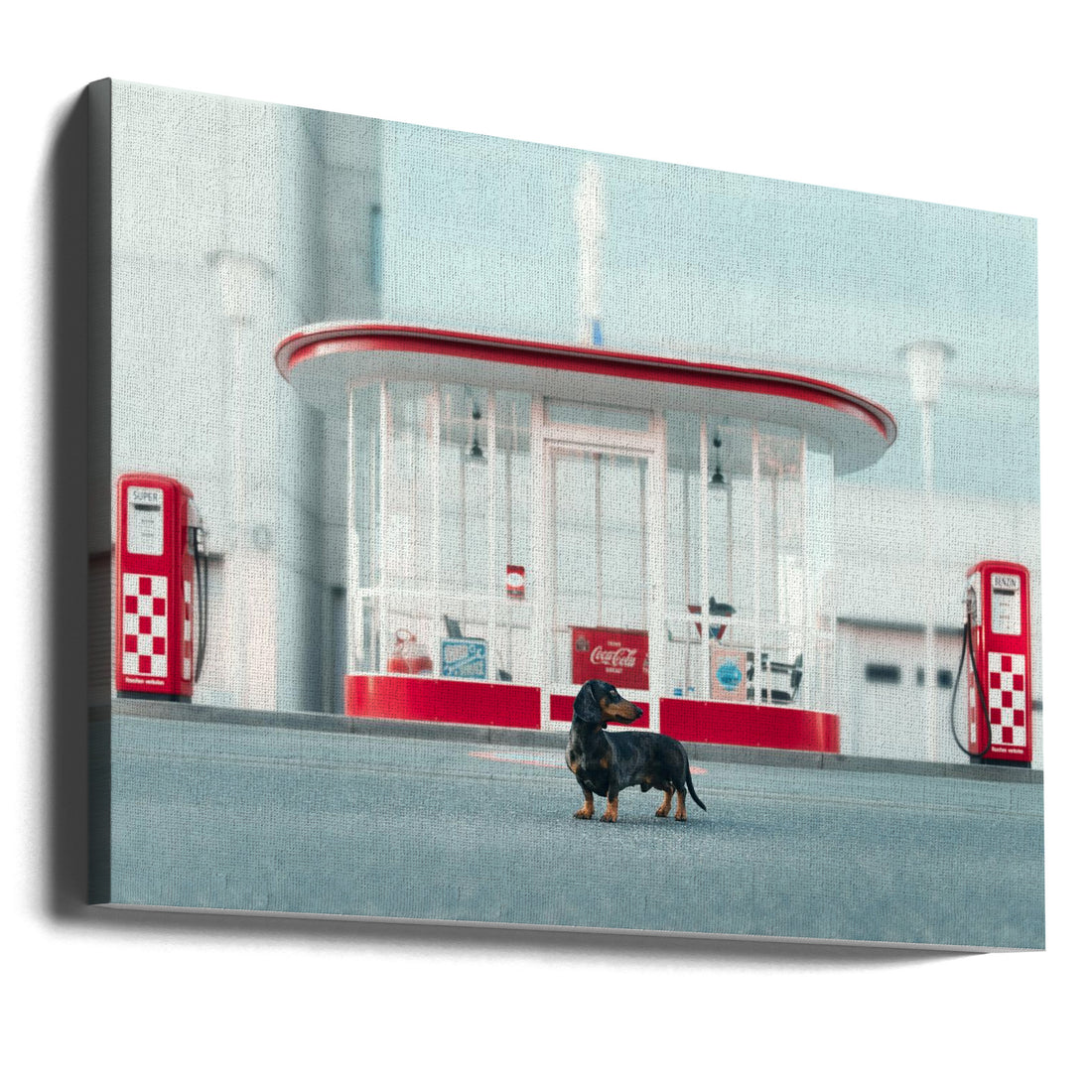 Vintage Gas Station by Heike Willers | Retro Urban Architecture, Large Canvas Wall Art Print | Artsy Earth