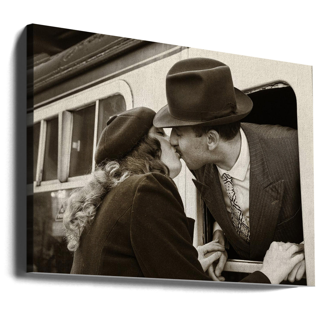 The Goodbye Kiss by Daniel Springgay | Romantic Railway Romance, Large Canvas Wall Art Print | Artsy Earth