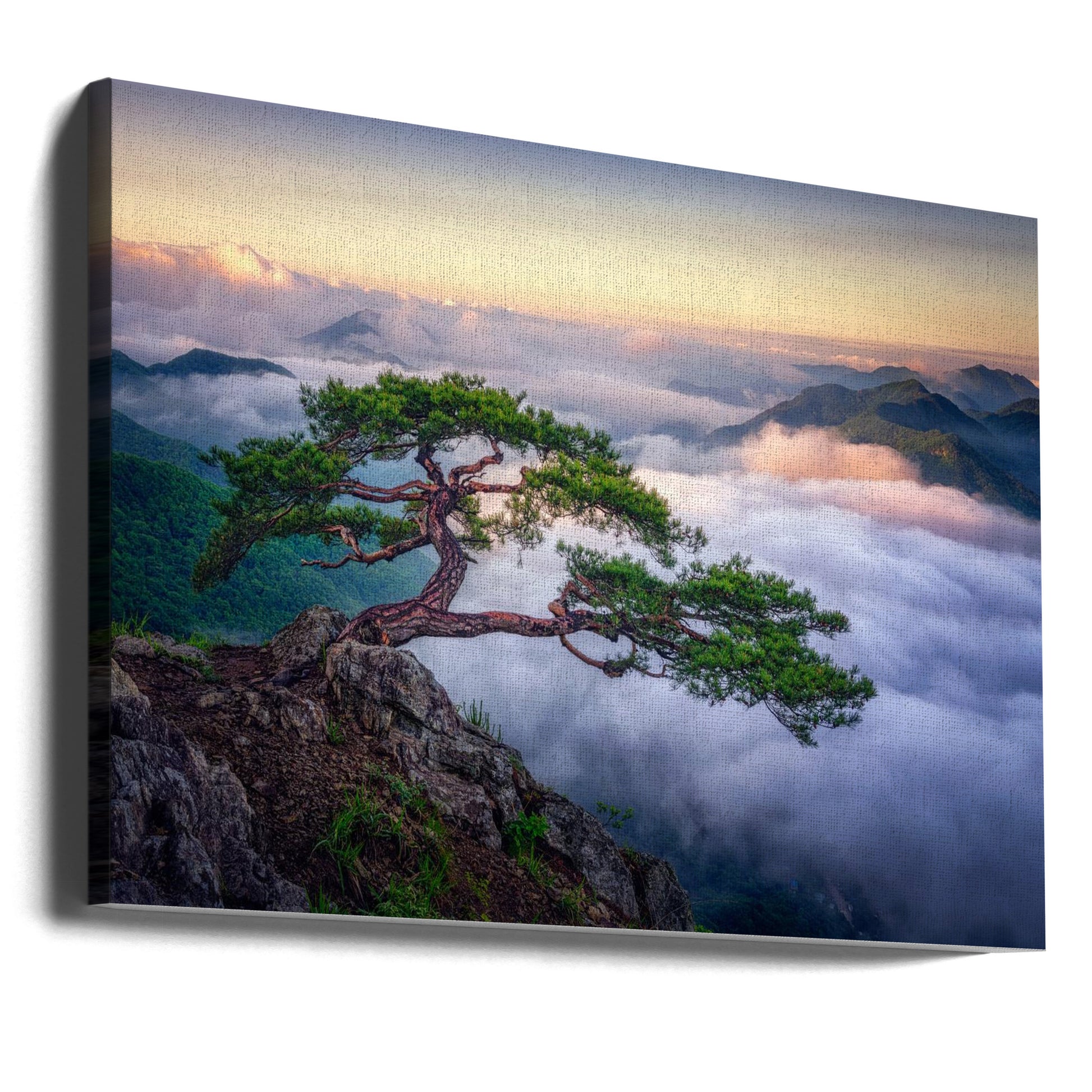 On the rock by Tiger Seo | Mountain Cliff Vista, Large Canvas Wall Art Print | Artsy Earth