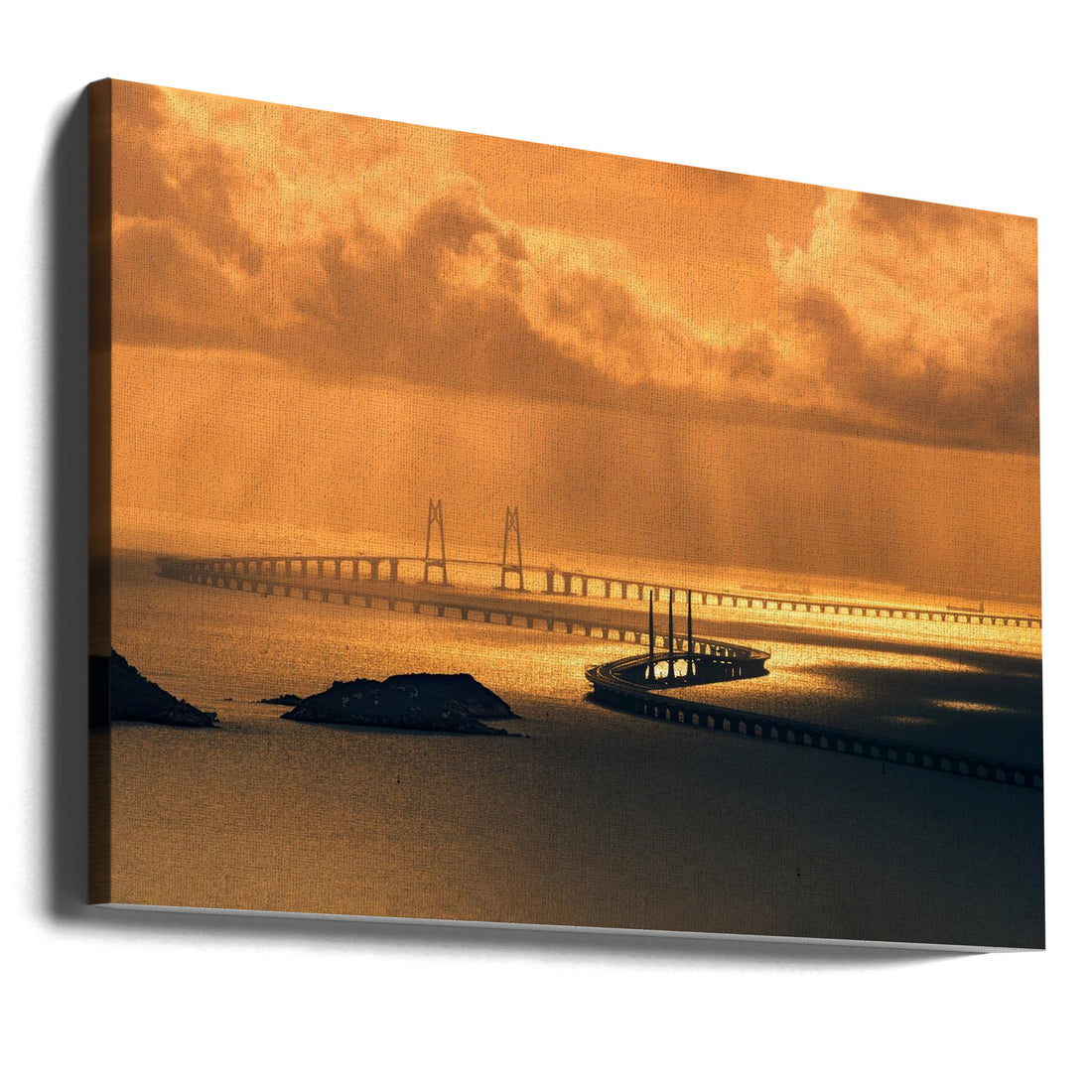 Hong Kong Bridge by Royhoo | Golden Bridge Sunset, Large Canvas Wall Art Print | Artsy Earth