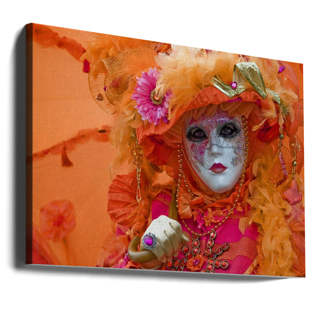 Carnival in Orange by Stefan Nielsen | Venetian Masquerade Festival, Large Canvas Wall Art Print | Artsy Earth