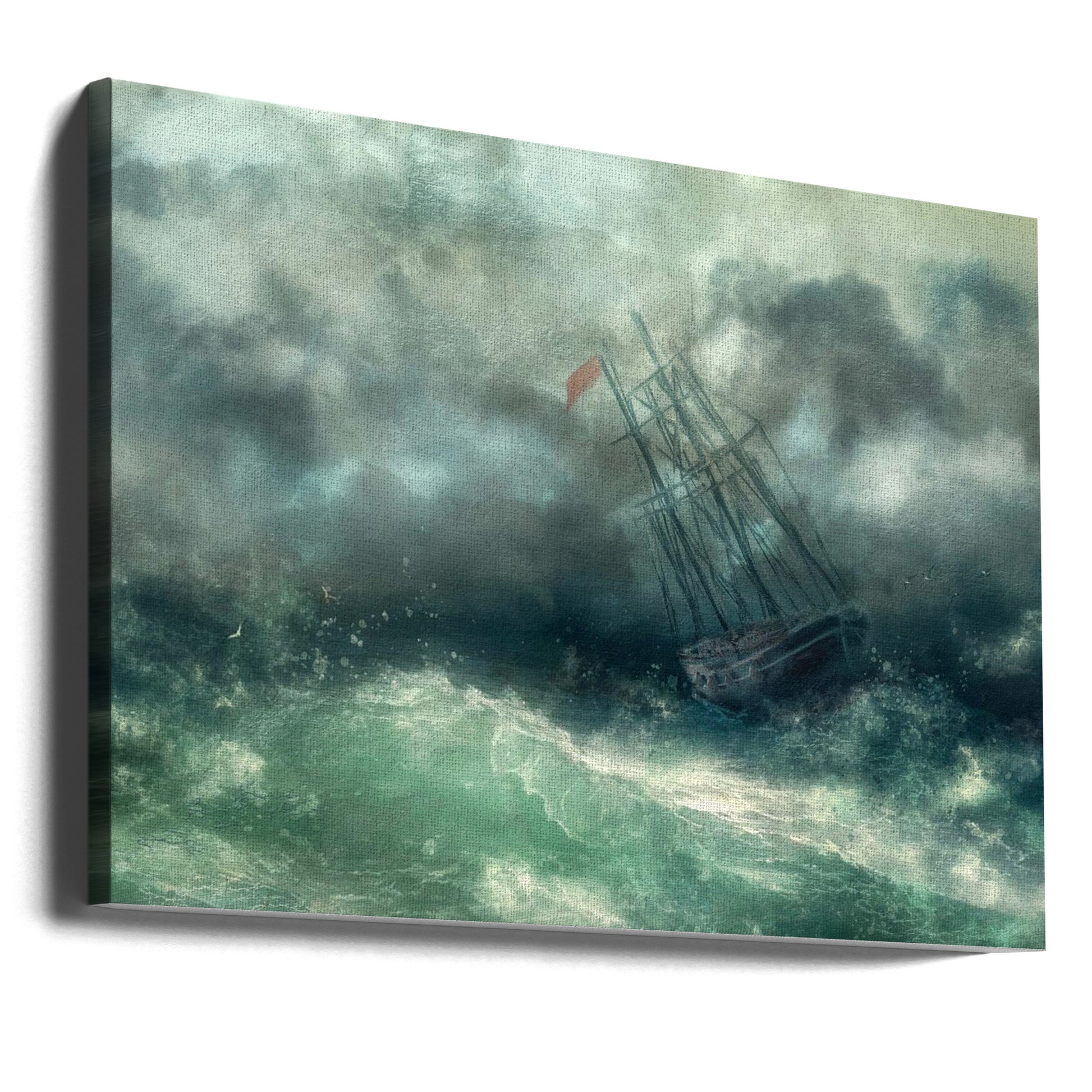 Stormy Seas Struggle by Charlaine Gerber | Dramatic Ocean Storm, Large Canvas Wall Art Print | Artsy Earth