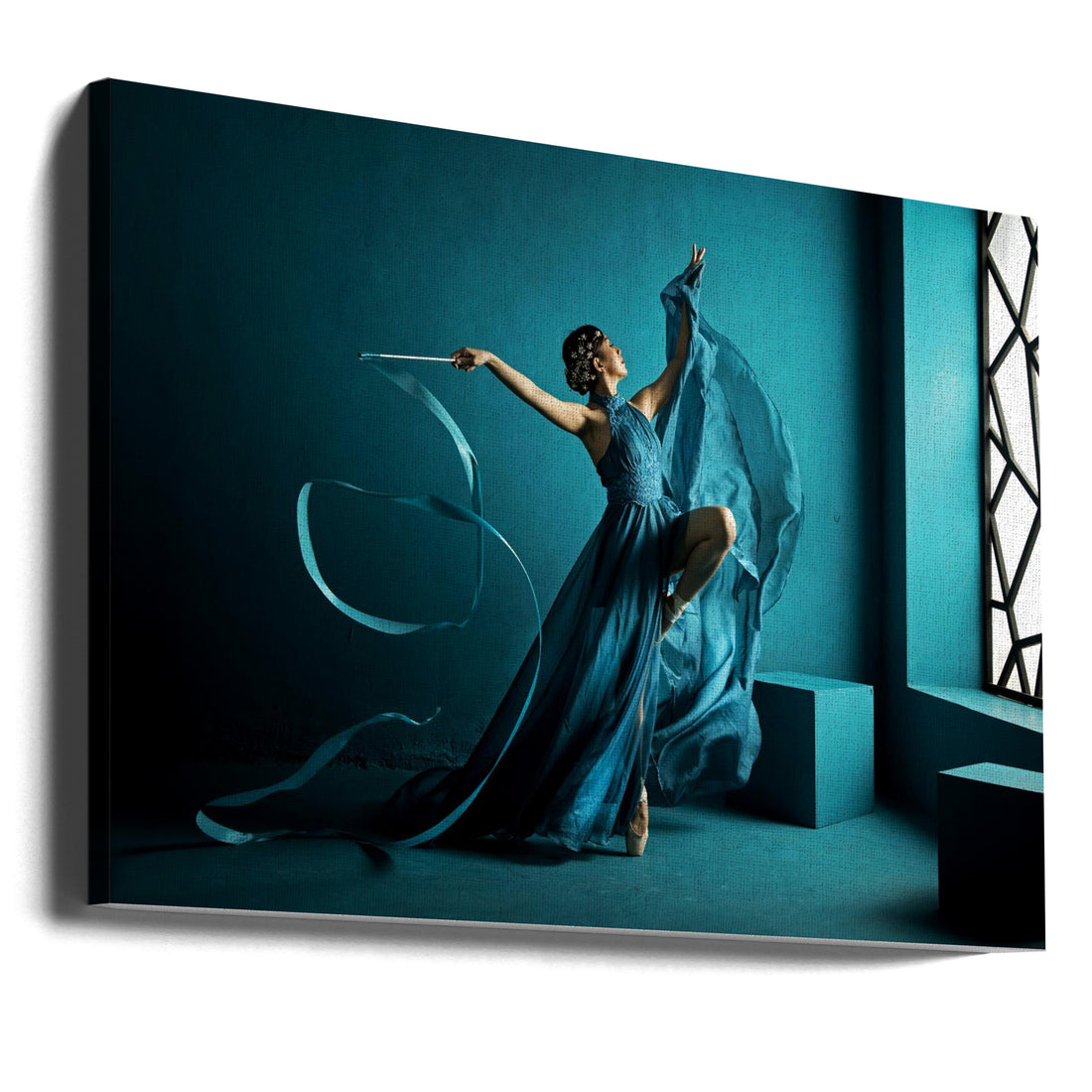 Blue Ballet Dance by Angela Muliani Hartojo | Ballerina Performance Pose, Large Canvas Wall Art Print | Artsy Earth