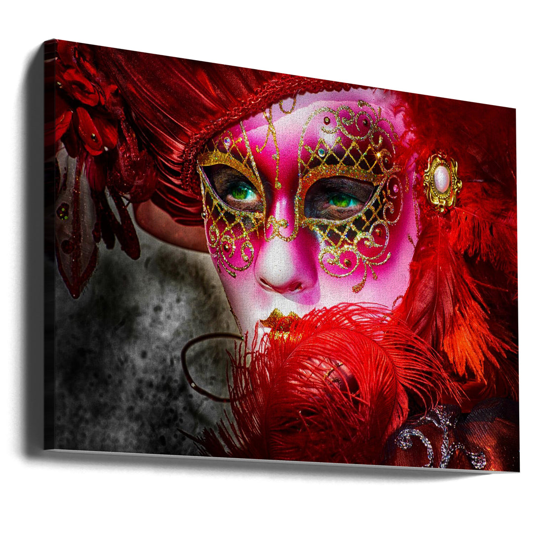 Green eyes and the mask by Giovanni Cavalli | Venetian Carnival Portrait, Large Canvas Wall Art Print | Artsy Earth