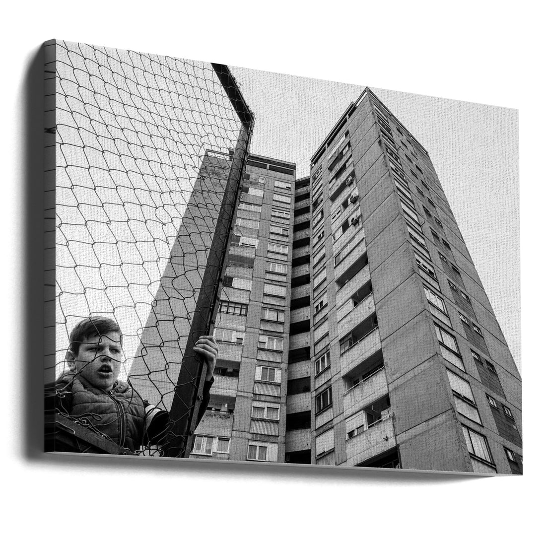 The boy behind the fence by Svetislav Cvetkovic | Urban Street Photography, Large Canvas Wall Art Print | Artsy Earth