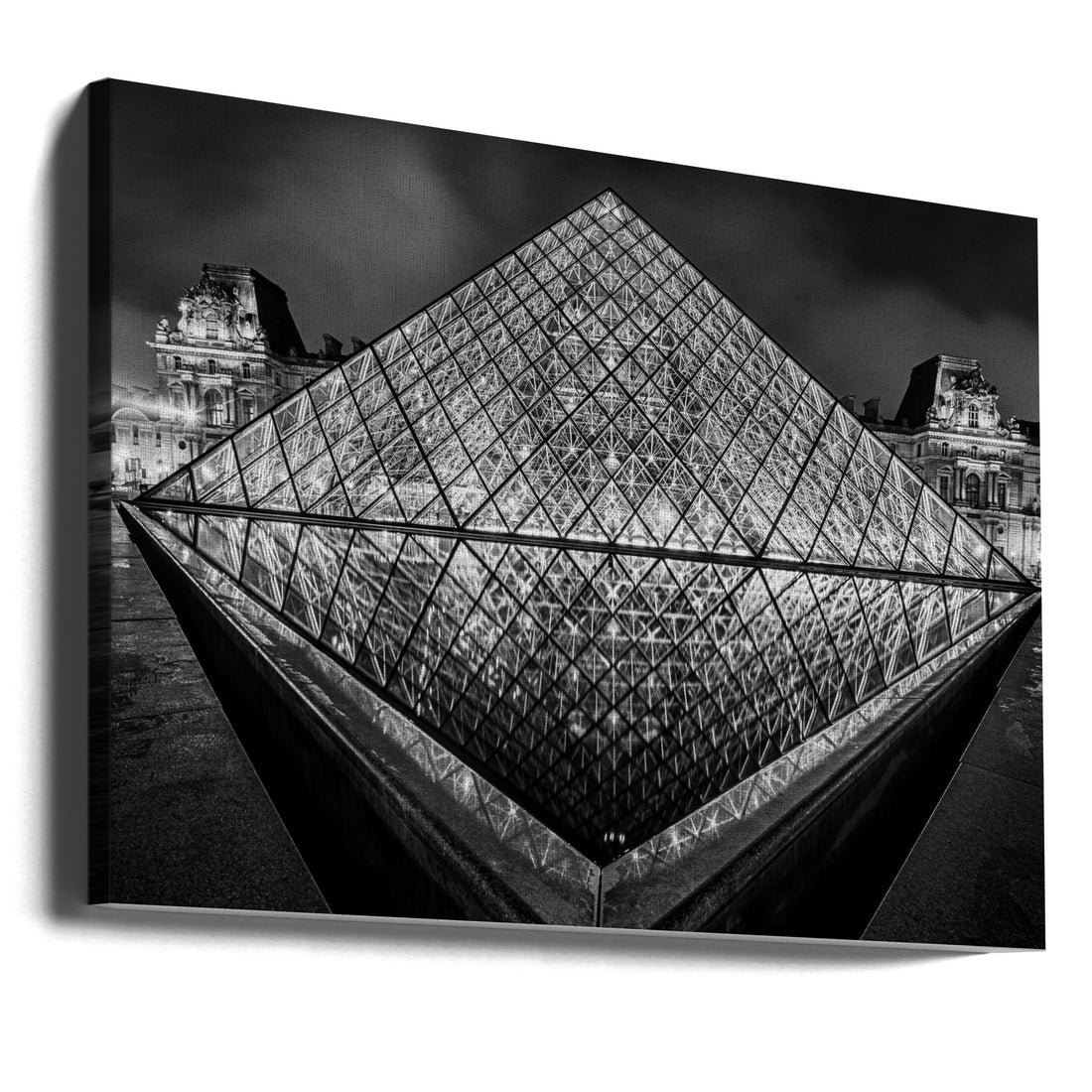 Louvre Reflection by Kobi Benmoshe | Urban Architecture Night, Large Canvas Wall Art Print | Artsy Earth