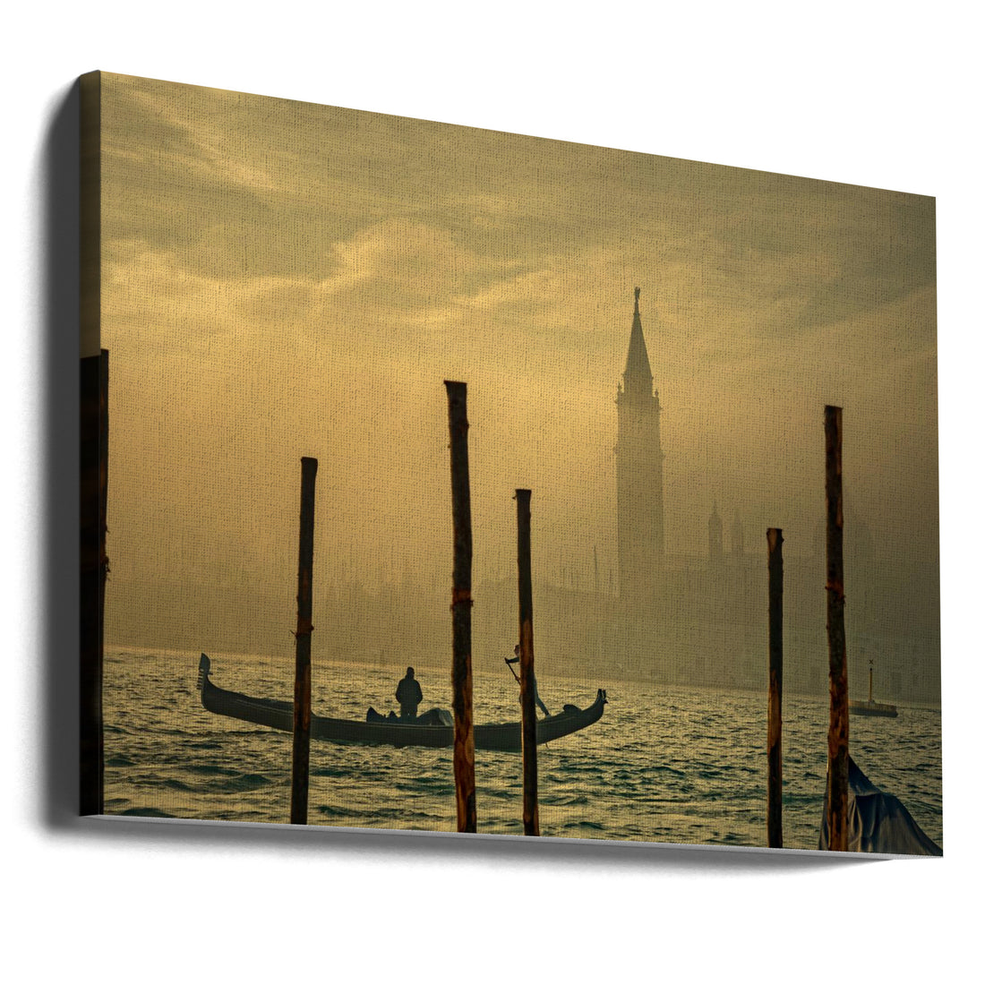 Gondola in the mist by Isabelle Dupont | Venice Canal Sunrise, Large Canvas Wall Art Print | Artsy Earth