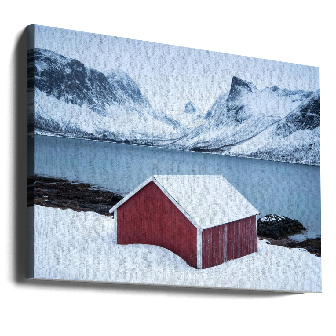 Red Mountain Hut by Susanne Landolt | Peaceful Winter Landscape, Large Canvas Wall Art Print | Artsy Earth