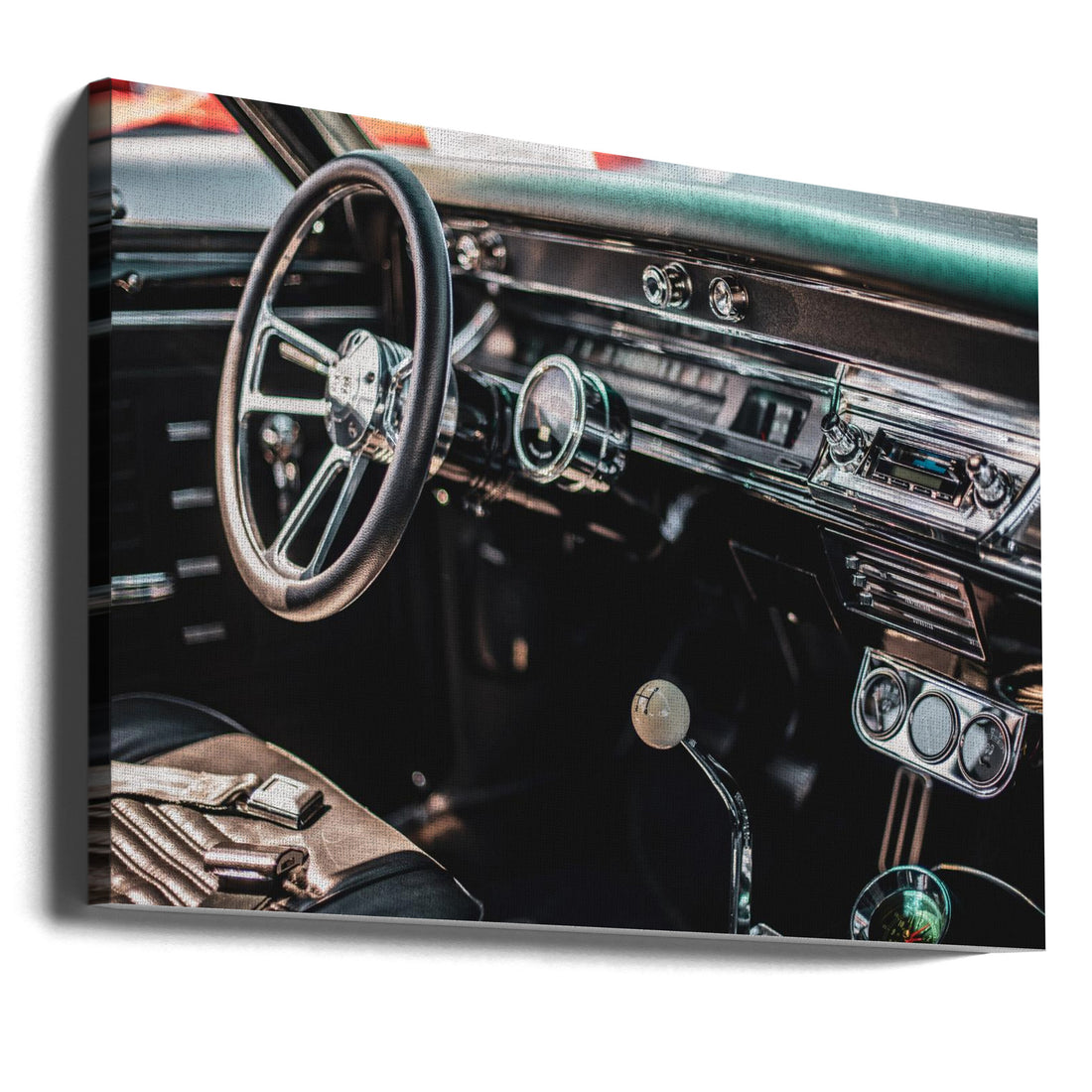 Car Interior by Tim Mossholder | Vintage Classic Interior, Large Canvas Wall Art Print | Artsy Earth