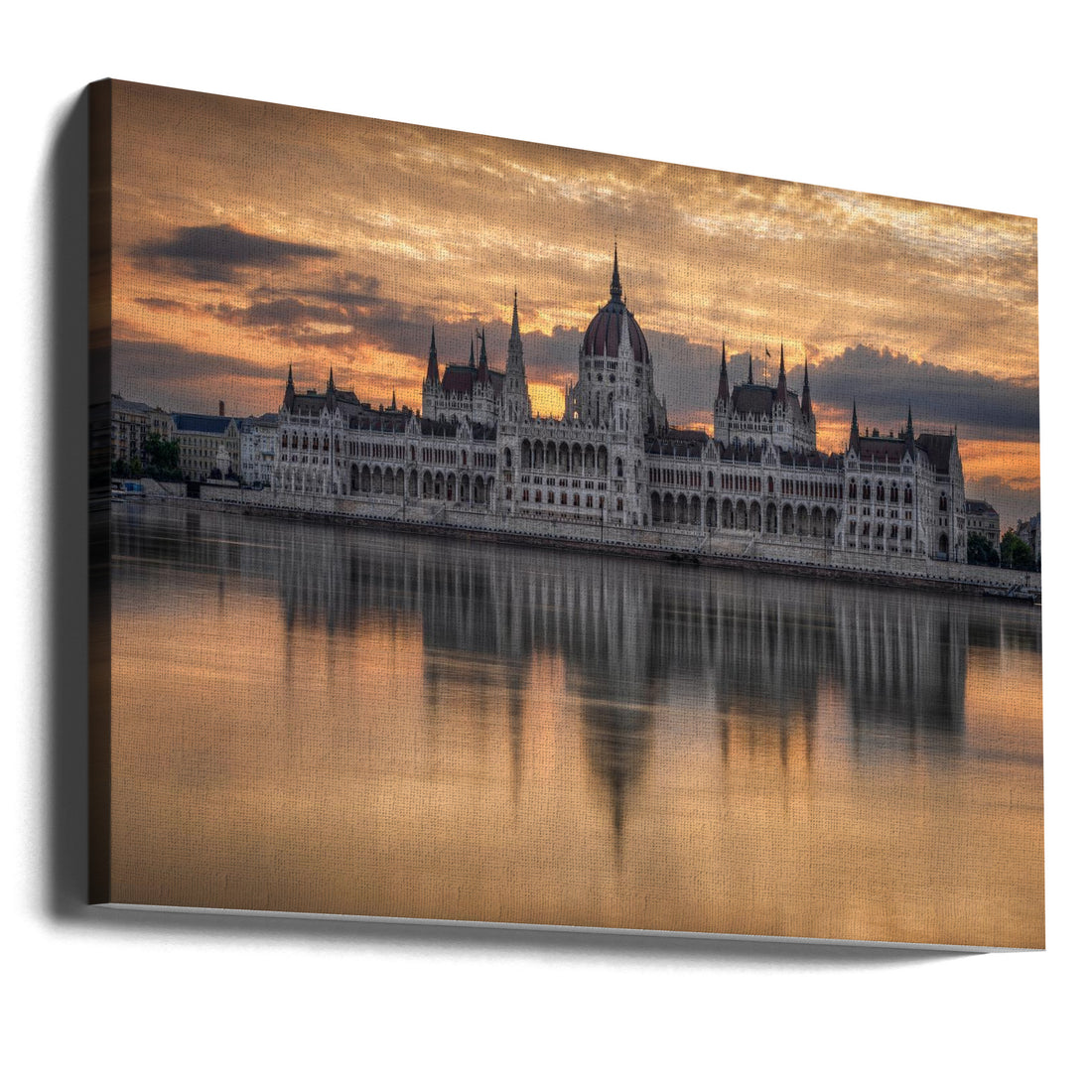 Sunrise in Budapest by Nicholas | City Skyline Reflection, Large Canvas Wall Art Print | Artsy Earth