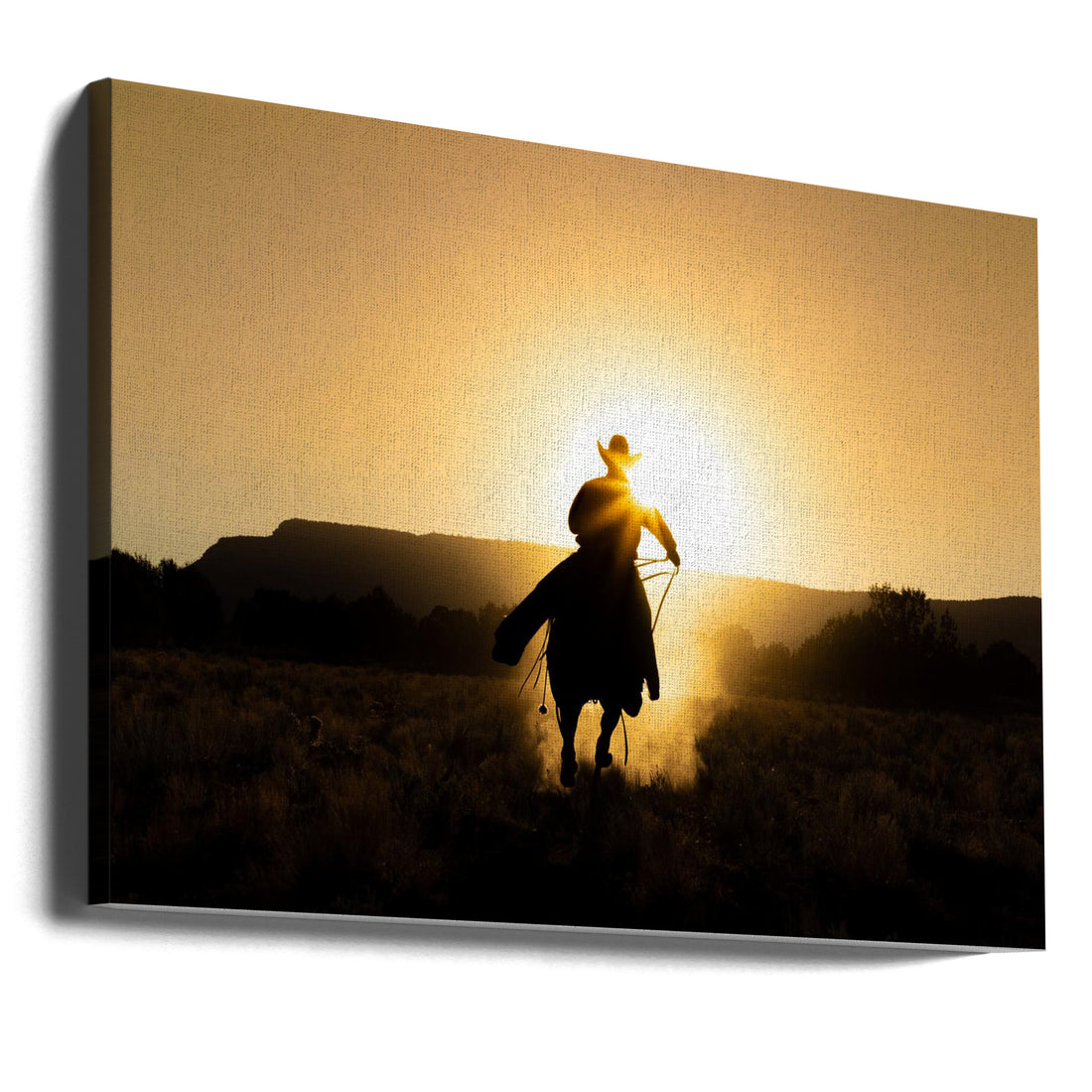 The Cowboy by Matt Jacob | Horse Riding Silhouette, Large Canvas Wall Art Print | Artsy Earth