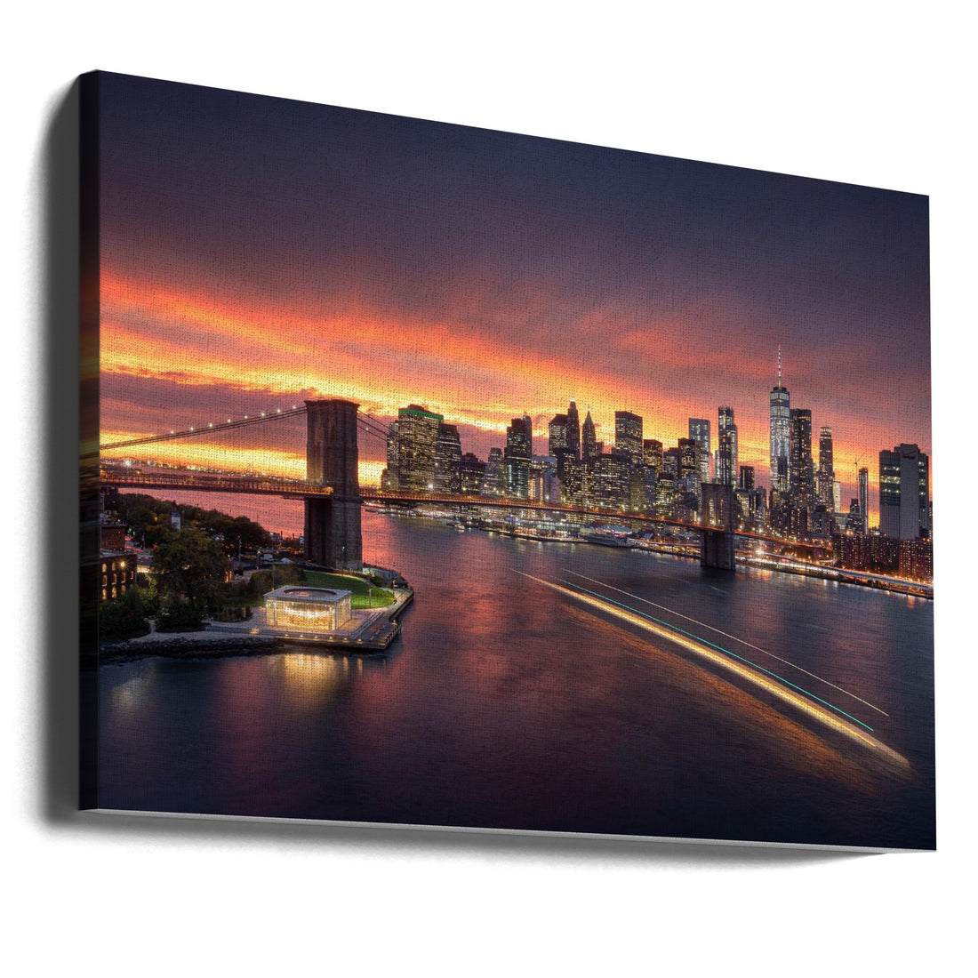 New York Skyline by Yoann | Brooklyn Bridge Cityscape, Large Canvas Wall Art Print | Artsy Earth